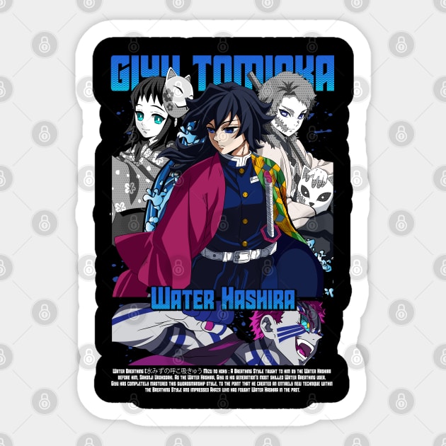 Giyu Tomioka Friends in Background - Demon Slayer Sticker by Otaku Vibes
